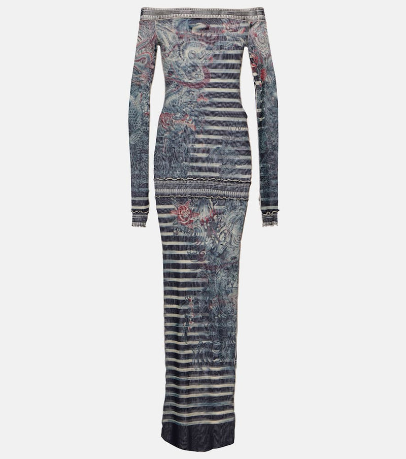 Jean Paul Gaultier Tattoo Collection printed maxi dress | LYBSTORE