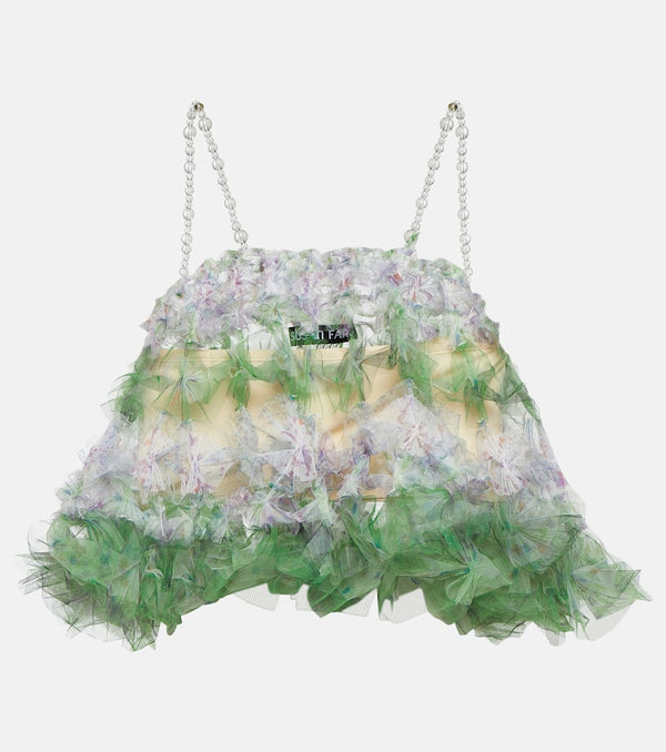 Susan Fang Embellished tulle crop top