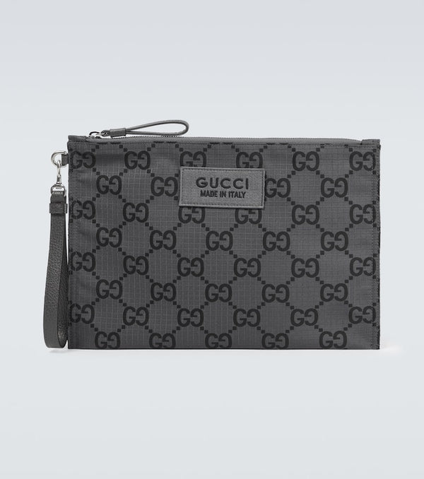 Gucci GG leather-trimmed pouch