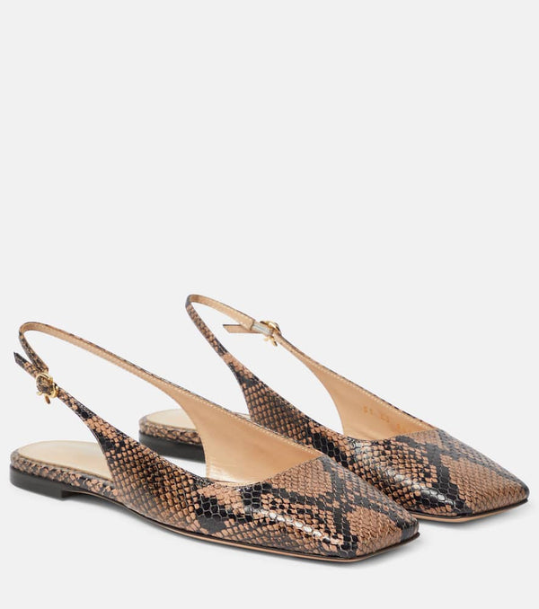 Gianvito Rossi Borneo snake-print leather slingback flats