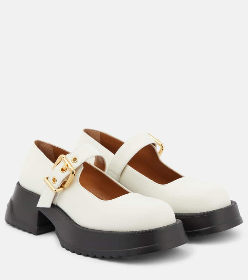 Marni Leather platform Mary Jane flats