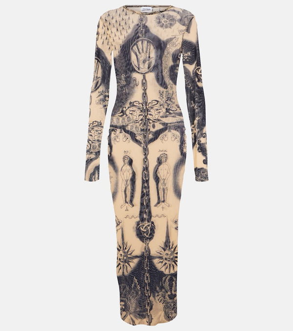 Jean Paul Gaultier Tattoo Collection mesh midi dress | LYBSTORE