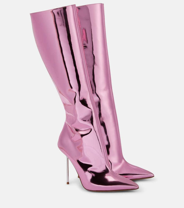 Paris Texas Lidia mirrored leather knee-high boots