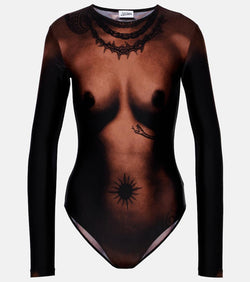 Jean Paul Gaultier Tattoo trompe-l'ail jersey bodysuit