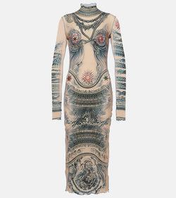 Jean Paul Gaultier Tattoo Collection sheer midi dress | LYBSTORE