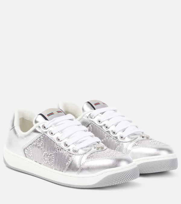 Gucci Screener GG metallic leather sneakers