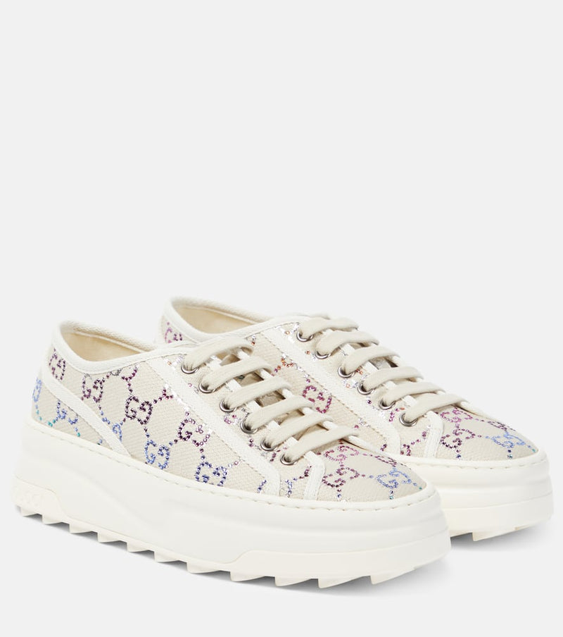 Gucci GG embellished lamé platform sneakers