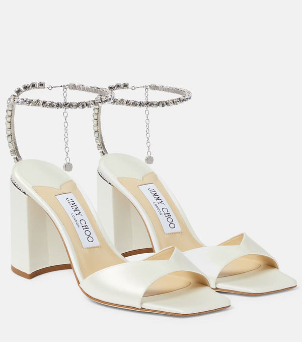 Jimmy Choo Saeda 85 embellished satin sandals