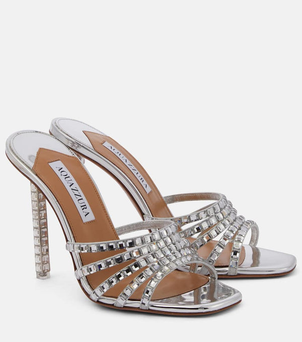 Aquazzura Rock Chic 105 embellished leather mules