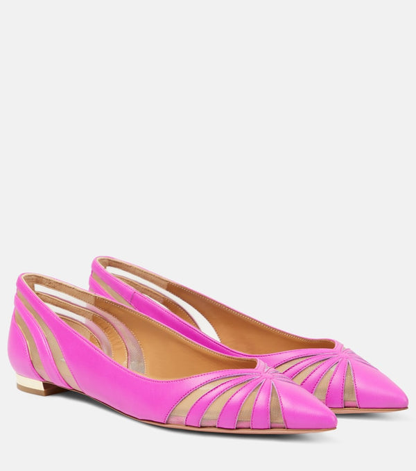 Aquazzura The Spy leather and mesh ballet flats