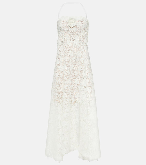 Oscar de la Renta Floral-appliqué guipure lace gown