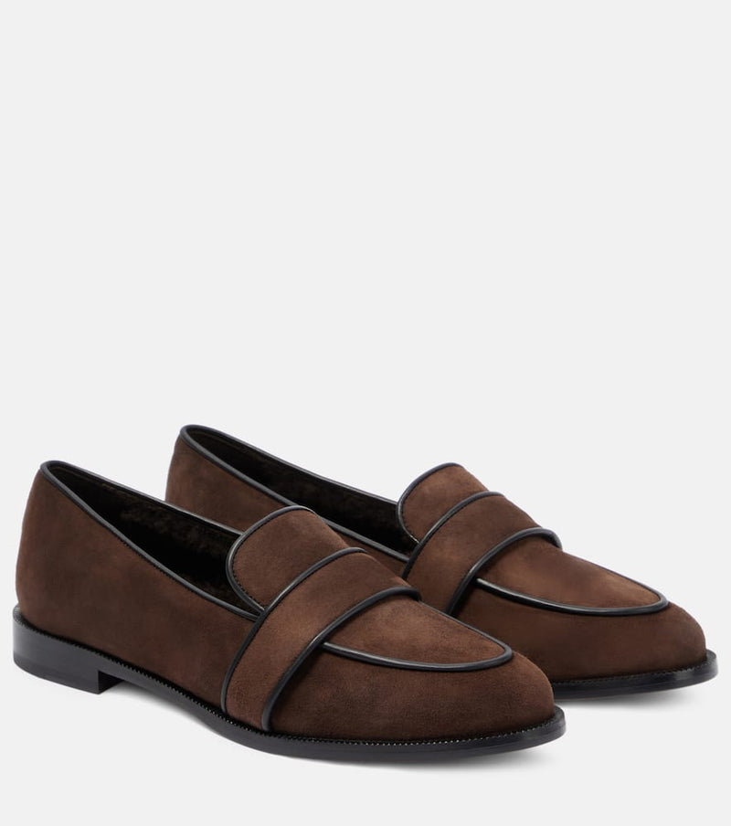 Aquazzura Martin shearling-lined suede loafers