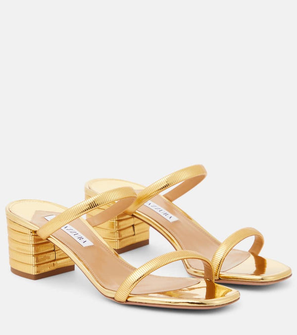 Aquazzura Riviera metallic faux leather mules