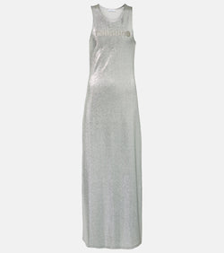 Rabanne Logo glitter maxi dress