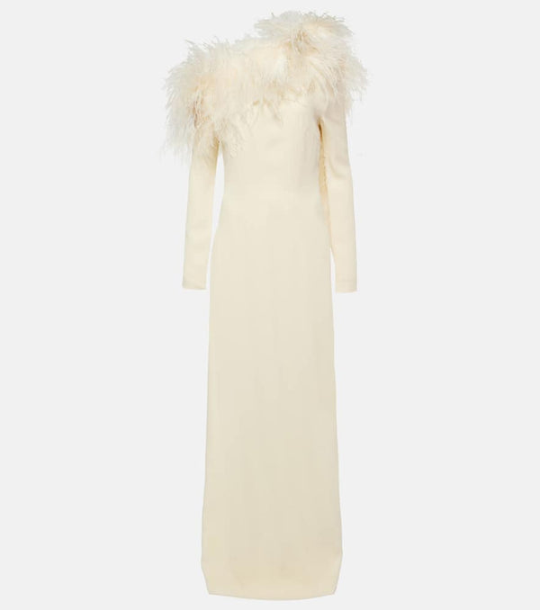 Taller Marmo Garbo feather-trimmed crêpe gown | LYBSTORE