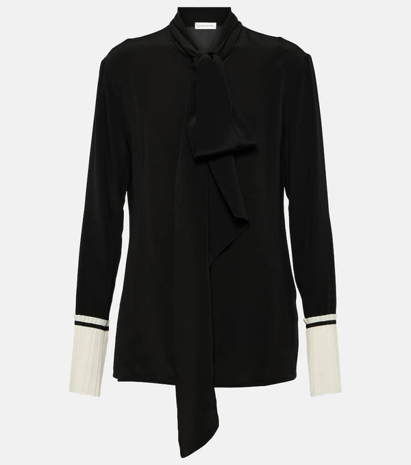 Victoria Beckham Bow tie-neck silk crêpe blouse