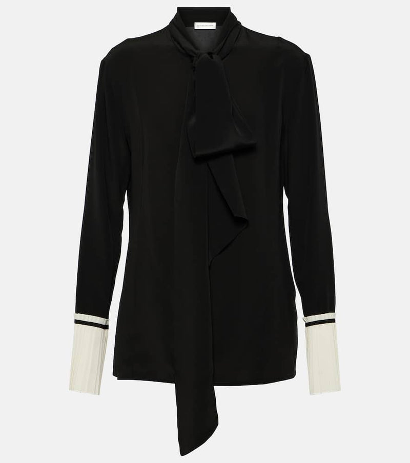 Victoria Beckham Bow tie-neck silk crêpe blouse