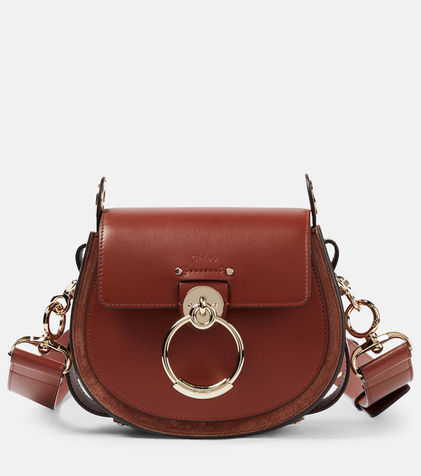 Chloé Tess Small suede-trimmed leather shoulder bag