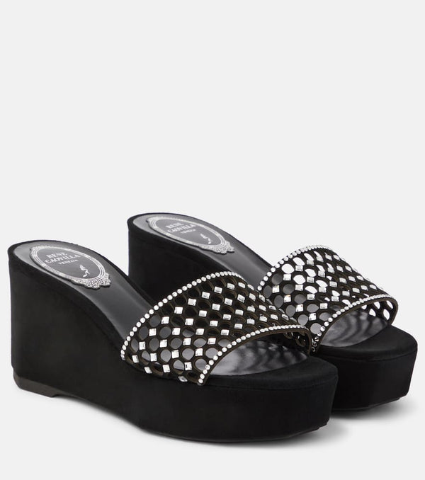 Rene Caovilla Embellished suede platform slides