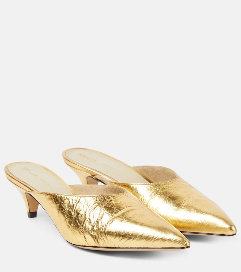 Khaite River metallic leather mules