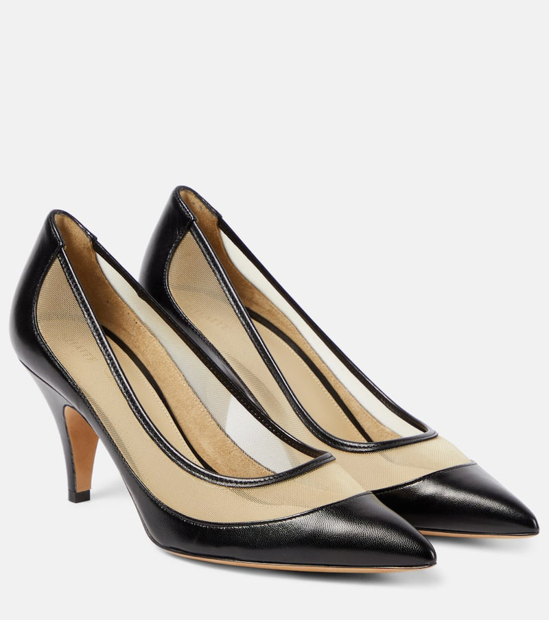 Khaite River leather and mesh pumps