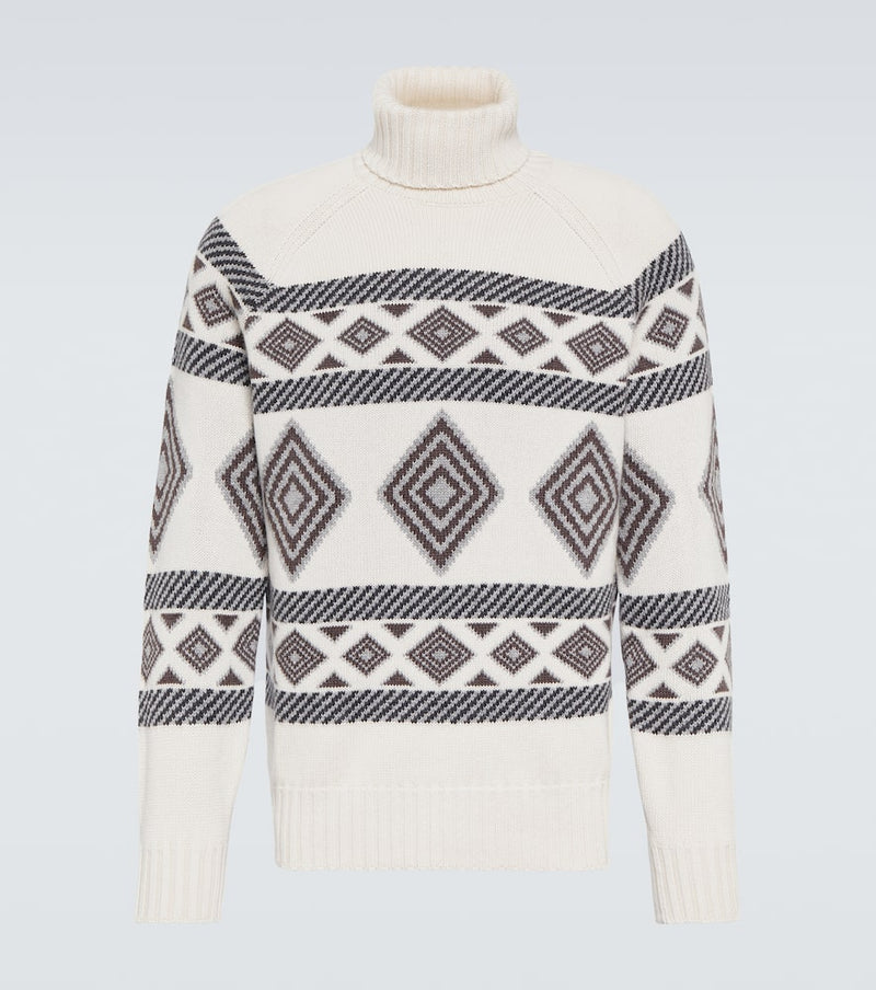 Brunello Cucinelli Cashmere jacquard turtleneck sweater