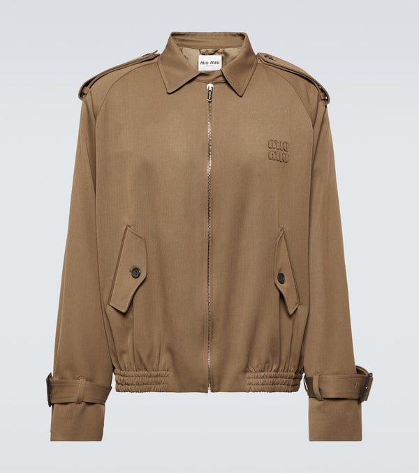 Miu Miu Logo wool gabardine blouson jacket