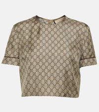 Gucci GG printed silk twill crop top