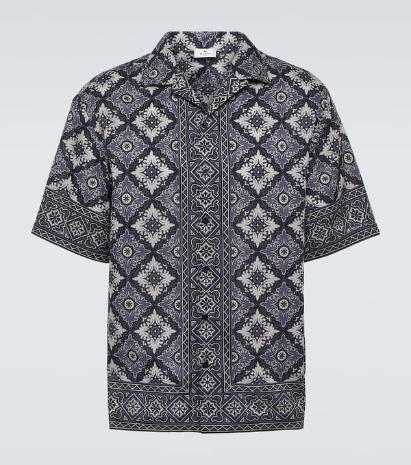 Etro Printed cotton bowling shirt