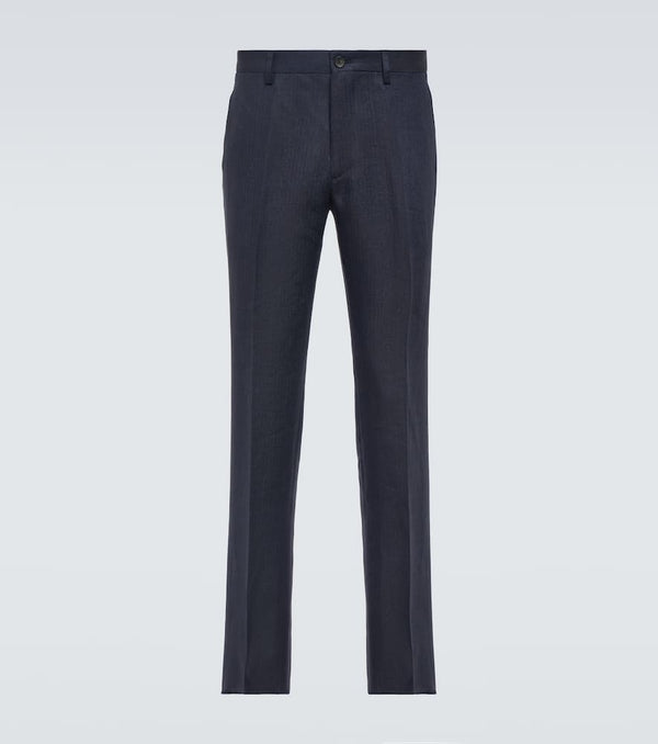 Etro Mid-rise linen tapered pants