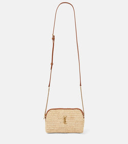 Saint Laurent Gaby leather-trimmed raffia shoulder bag