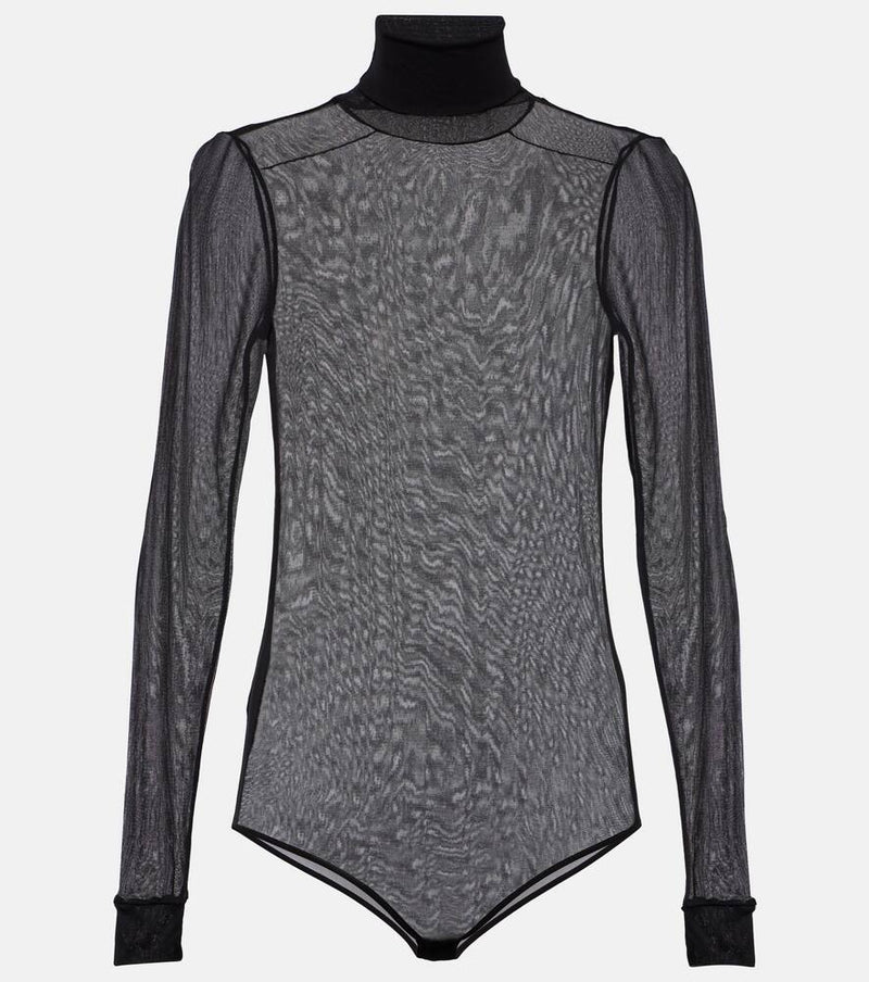 Maison Margiela Mockneck sheer mesh bodysuit