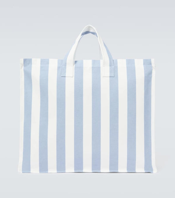 King & Tuckfield Large striped cotton canvas tote bag