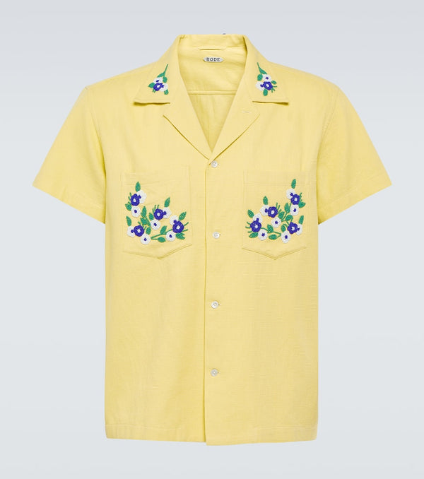 Bode Chicory embroidered cotton shirt