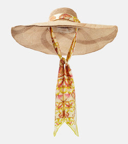 Zimmermann Silk-trimmed raffia sunhat