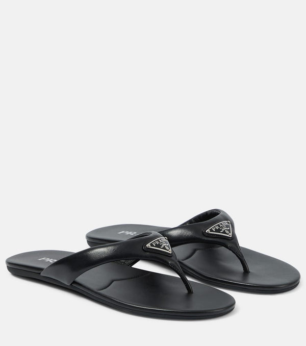 Prada Logo padded leather thong sandals