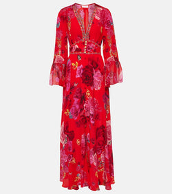 Camilla Embellished floral silk maxi dress