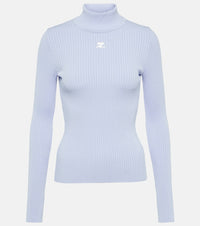 Courreges Logo ribbed-knit turtleneck sweater