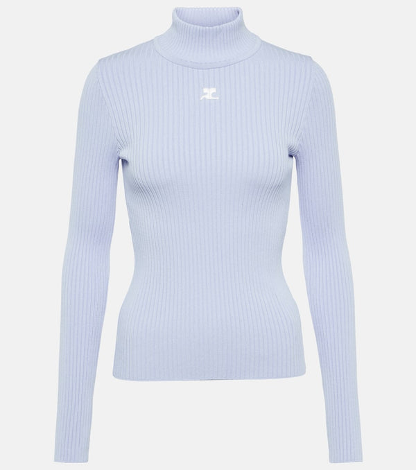 Courrèges Logo ribbed-knit turtleneck sweater