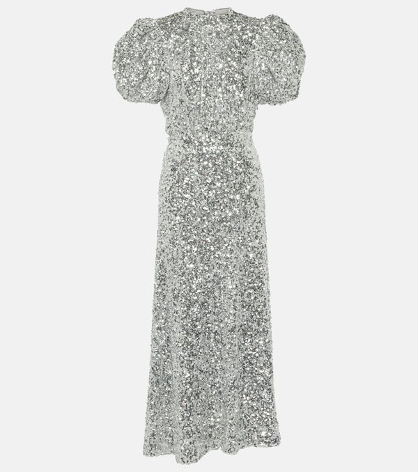 Rotate Puff-sleeve sequined midi dress