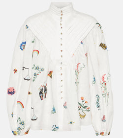 Alémais Atticus embroidered linen blouse