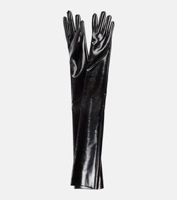 Norma Kamali Faux patent leather gloves