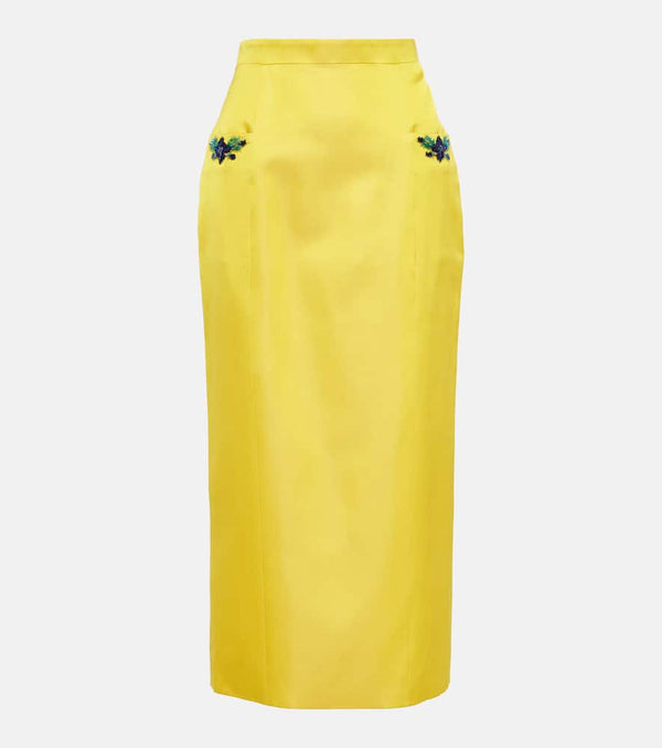 Miss Sohee Iris embellished velvet midi skirt