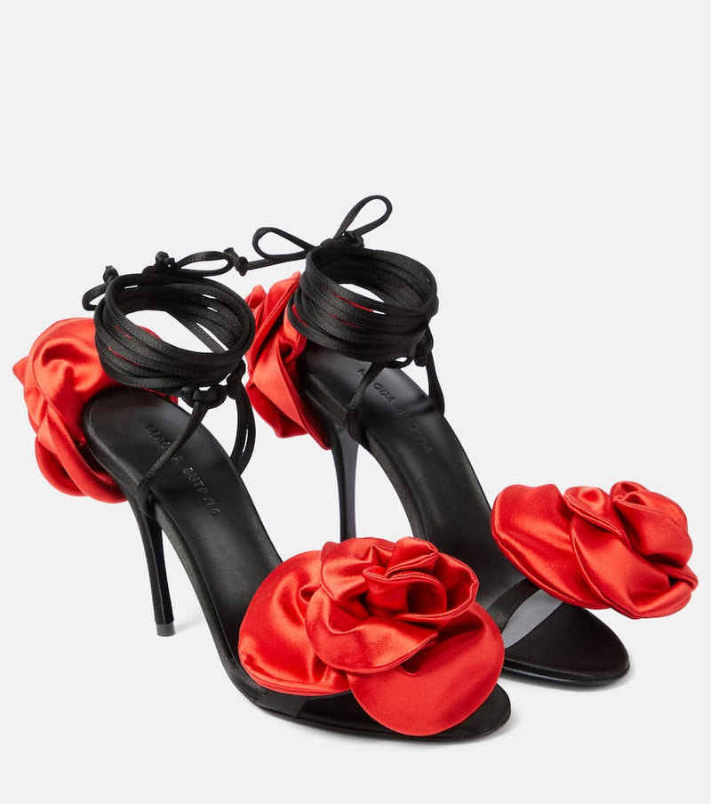 Magda Butrym Floral-appliqué satin slingback sandals