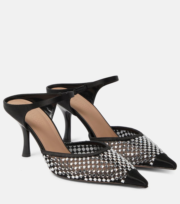 Malone Souliers Vega crystal-embellished satin mules