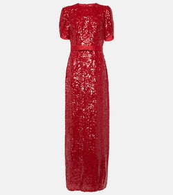 Erdem Bow-detail sequined maxi dress