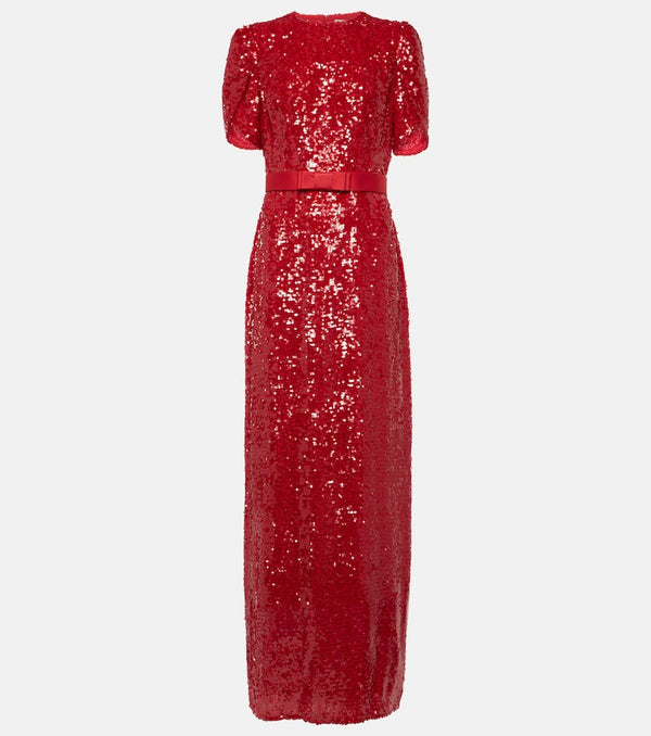 Erdem Bow-detail sequined maxi dress