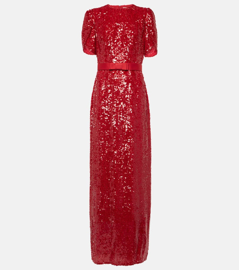 Erdem Bow-detail sequined maxi dress