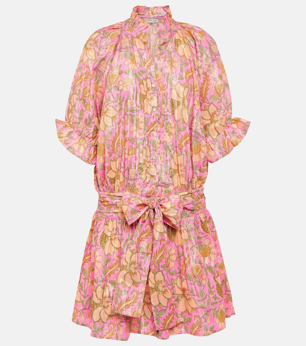 Juliet Dunn Floral cotton-blend lamé shirt dress