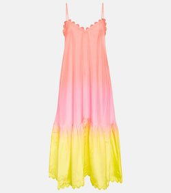 Juliet Dunn Ombré scalloped silk midi dress